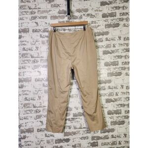 Akris Punto Cropped Pants‎ Size 12 Beige Side Zip Cotton Stretch Cropped READ